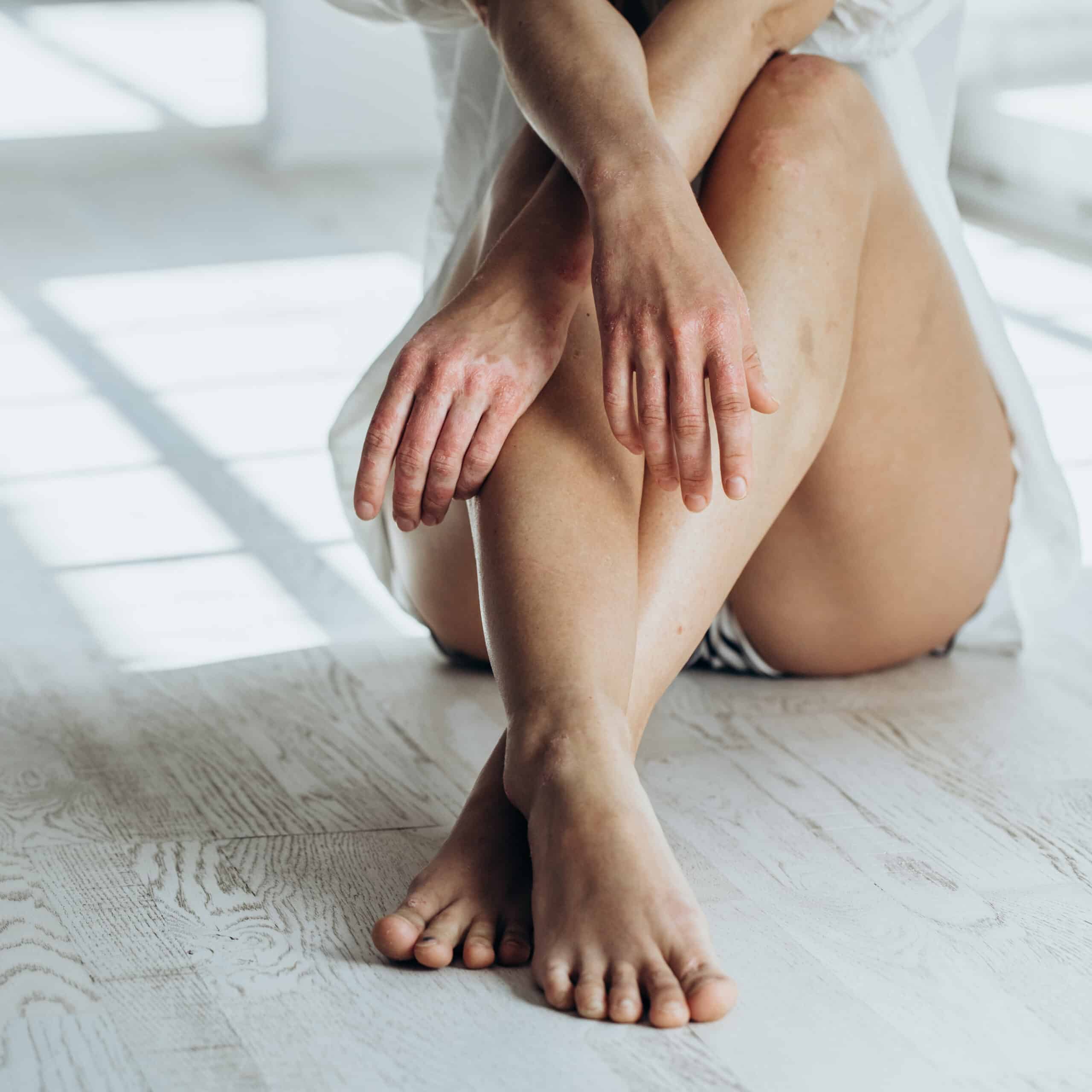 Woman sitting on a floor